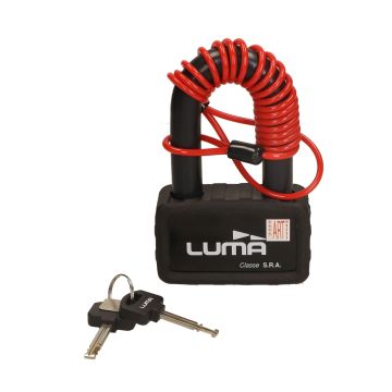 Blokada hamulca tarczowego art 4 gwiazdki+przewód również kłódka Luma dia18