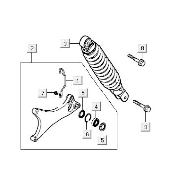 Amortyzator Kymco Super9 2t lc o.m matowy czarno-żółty