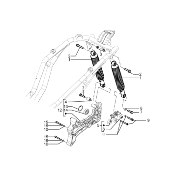 Amortyzatory Piaggio Beverly 350 E3 Sport Touring 2013-2014
