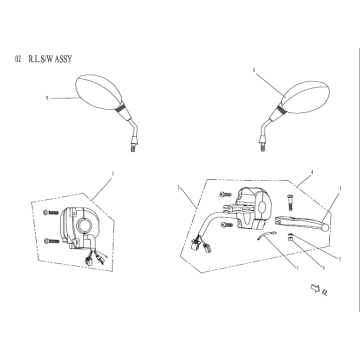 Włącznik kierownicy lusterka AGM Venom biały