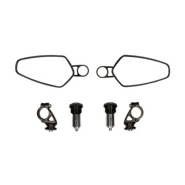 Uniwersalny zestaw lusterek kierownicy CNC Vespa Sprint/Piaggio Zip błyszczący czarny DMP