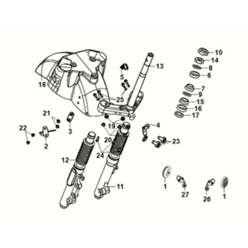 Steering stem - front cushion Sym Fiddle IV 125i AC CBS E5 2020-2021 NARDO GREY (GY-430C)