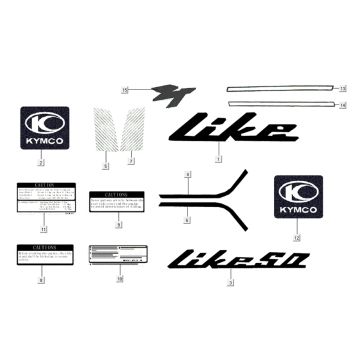 Naklejka - Transfery Kymco Like 4-suwowy