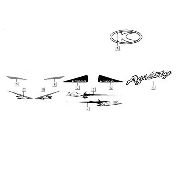 naklejki transfery Kymco Agility RS 4-suwowy biały 09