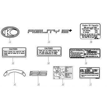 naklejki AGILITY 16+ 4T 125 Mat Srebrny Metaliczny