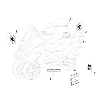 Naklejki i emblematy Piaggio MP3 300LT Sport 2009-2014 szara chmura 773/B