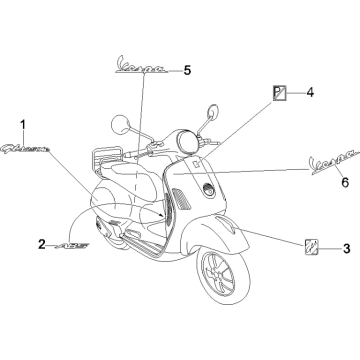 Naklejki i naklejki Vespa GTS 250 czyli 2005-2009 (z ABS)