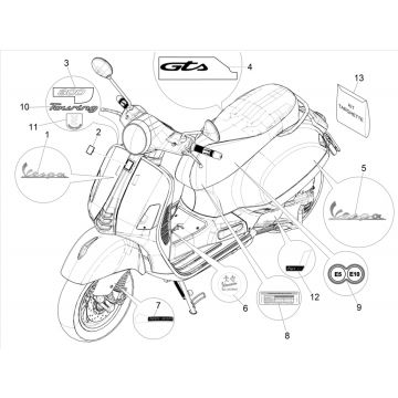 Emblematy Vespa GTS 300 HPE 4T 4V IE ABS E4 2019 (EMEA)