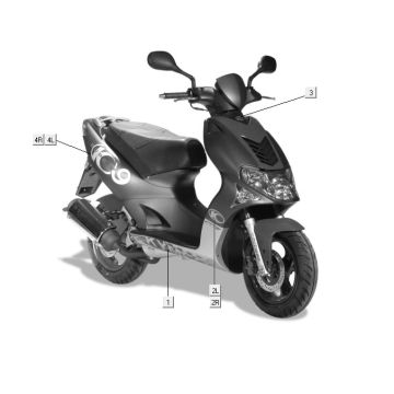 Naklejki Kymco Super9 2t lc om matowy czarno-czerwony