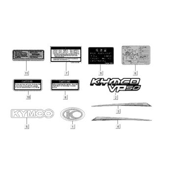 Naklejki Kymco VP50 4t ac techo srebrne
