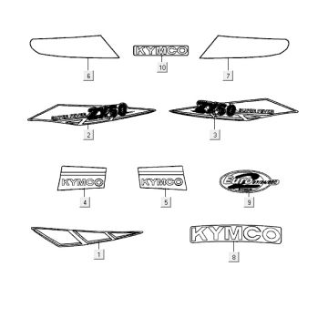 Naklejki Info Kymco ZX 2t ac niebiesko-srebrne