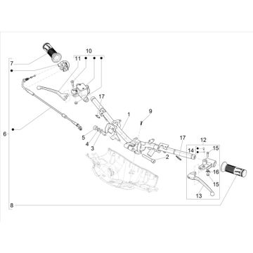 Kierownica - Vespa Sprint 4-suwowe 3-zaworowe dźwignie hamulca (euro5 wtrysku IGET)