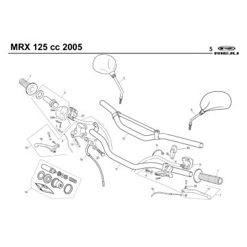 Części kierownicze- Lusterka Rieju MRX 125 niebieski 2005 4-suwowy
