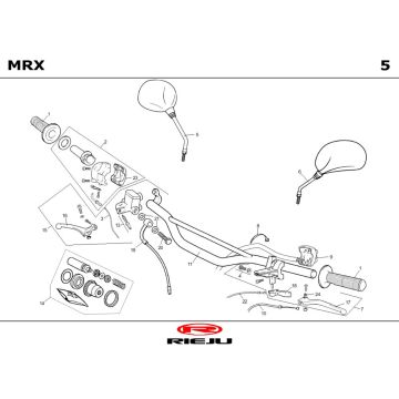 Części kierownicze- Lusterka Rieju MRX niebieskie 2004 2-suwowe