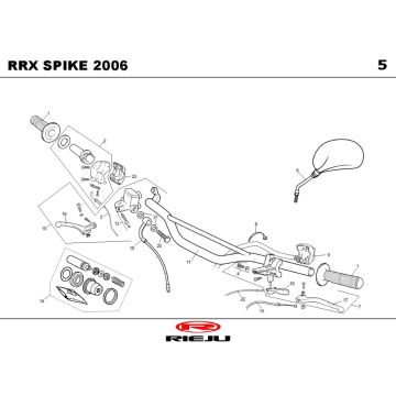 Części kierownicy- Lusterka Rieju Spike-X białe 2009 2-suwowe