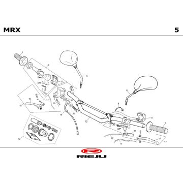 Części kierownicze - Lusterka Rieju MRX castrol 2001 2-suwowy