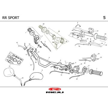 Części kierownicze Rieju RR sport czarno-pomarańczowy 2002 2-suwowy