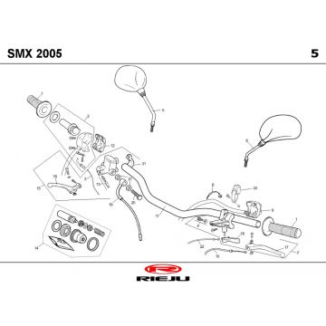 Części kierownicze Rieju SMX niebieskie 2004 2-suwowe