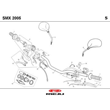 Części kierownicze Rieju SMX p-up czarny 2008 2-suwowy