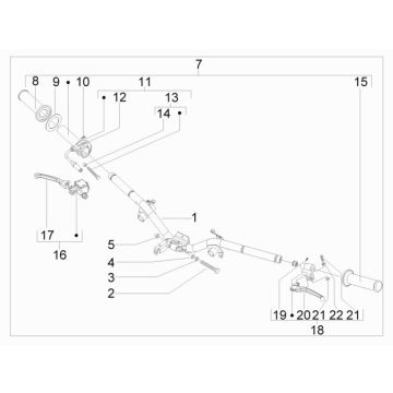 Części kierownicze Vespa S 25km 4-suwowy 2-zawór