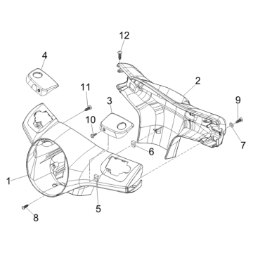 Pokrywy kierownicy Vespa GTS 250 ie 2005-2009 (z ABS) o północy 222/A