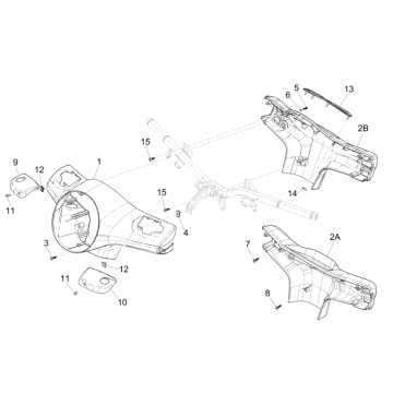 Pokrywy kierownicy Vespa GTS 300 ie 2008-2016 (z ABS i bez) tytanowy szary 707/C