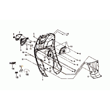 Lampka przednia przednia Sym Fiddle III biało-czarna (WH-006/BK-5560S)