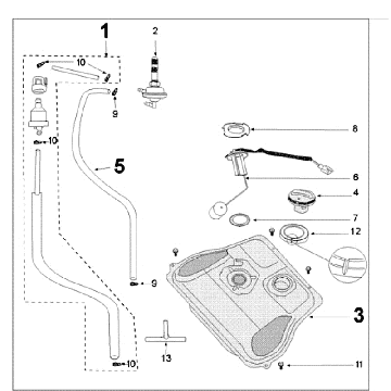Zbiornik Szeroki i Benzyna Pompa Peugeot Tweet stary brąz
