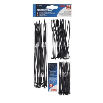 Tie-rip/asortyment opasek kablowych duży czarny 75 sztuk Lampa