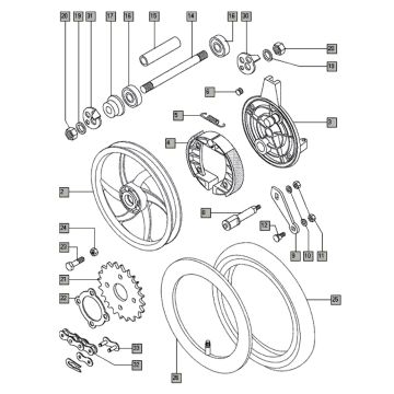Achterwiel nieuw Tomos STANDARD (25-45KMH) (K8-L0)