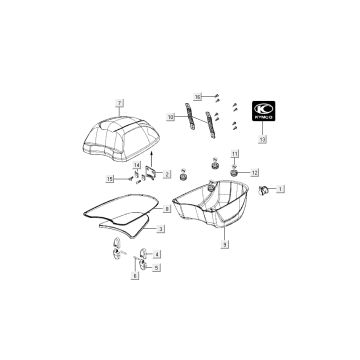 Top case Kymco Like 4-suwowy metalik czarny