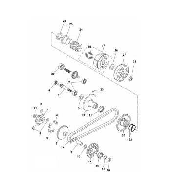 Wariator- Sprzęgło Yamaha Aerox 2-suwowy 2013