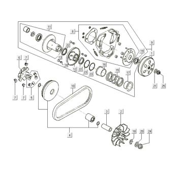 Variator - Sprzęgło Kymco Like 200i Białe