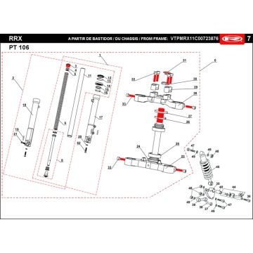 Zawieszenie 2 Rieju RRX czerwone 2008 2-suwowy
