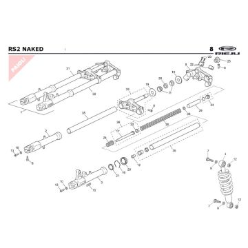 Zawieszenie 2 Rieju Rs2 Naked czerwony 2009 2-suwowy
