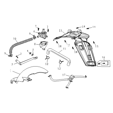 Przód - Błotnik tylny China fox czerwony połysk