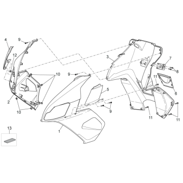Osłony przednie III Aprilia SR 50 H2O ie+carb 2004-2009 czerwone