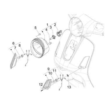 Lampki przednie Vespa GTS 300 (z ABS i bez)