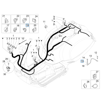 Główna grupa przewodów Vespa GTS 125 4T E4 ABS 2019 (EMEA)