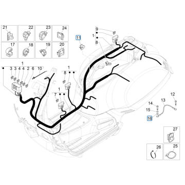 Główna grupa przewodów Vespa GTS 125 4T E5 ABS 2021 (EMEA)