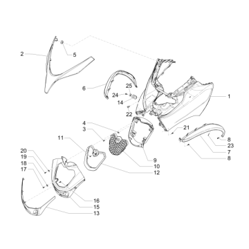 Obudowa przednia Piaggio MP3 500 LT Sport 2014-2016 szara