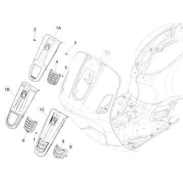 Płyta przednia Vespa GTS 300 ie 2008-2016 (z ABS i bez) niebieska 261/A