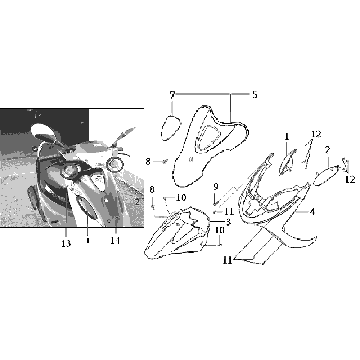 Płyta przednia błotnik Sym DD50 niebieski