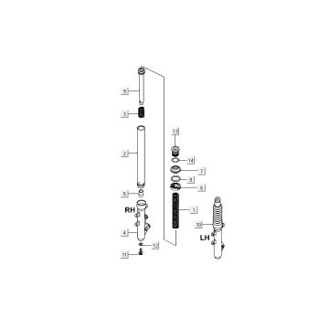 Przednia nogawka Kymco New Dink 4-suwowy ciemnoszary