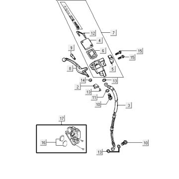 Hamulec przedni Kymco VP50 4t ac techo srebrny