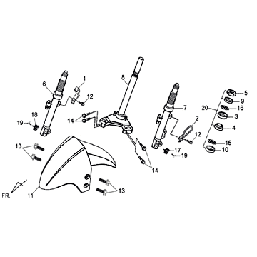 Błotnik przedni widelec Sym Symphony SR (S880S) srebrny