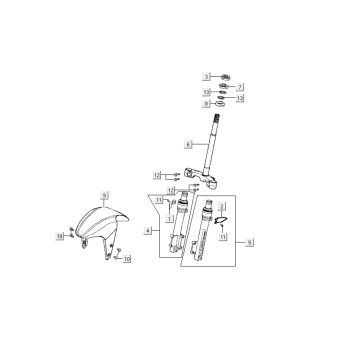 Widelec przedni Kymco Super9 2t lc om matowy czarno-srebrny