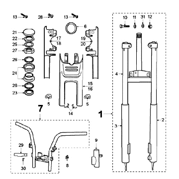 Widelec przedni - Zestaw słuchawkowy Peugeot Fox Deluxe Czarny