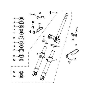 Widelec przedni - Zestaw słuchawkowy Peugeot New Vivacity 4-suwowy Niebieski