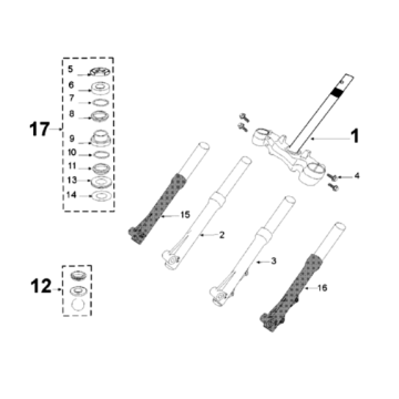 Voorvork - balhoofdstel Peugeot Tweet 125 V E3 2013-2017